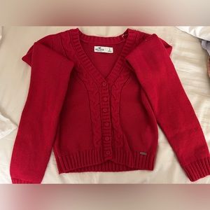 Red Hollister Cardigan Sweater